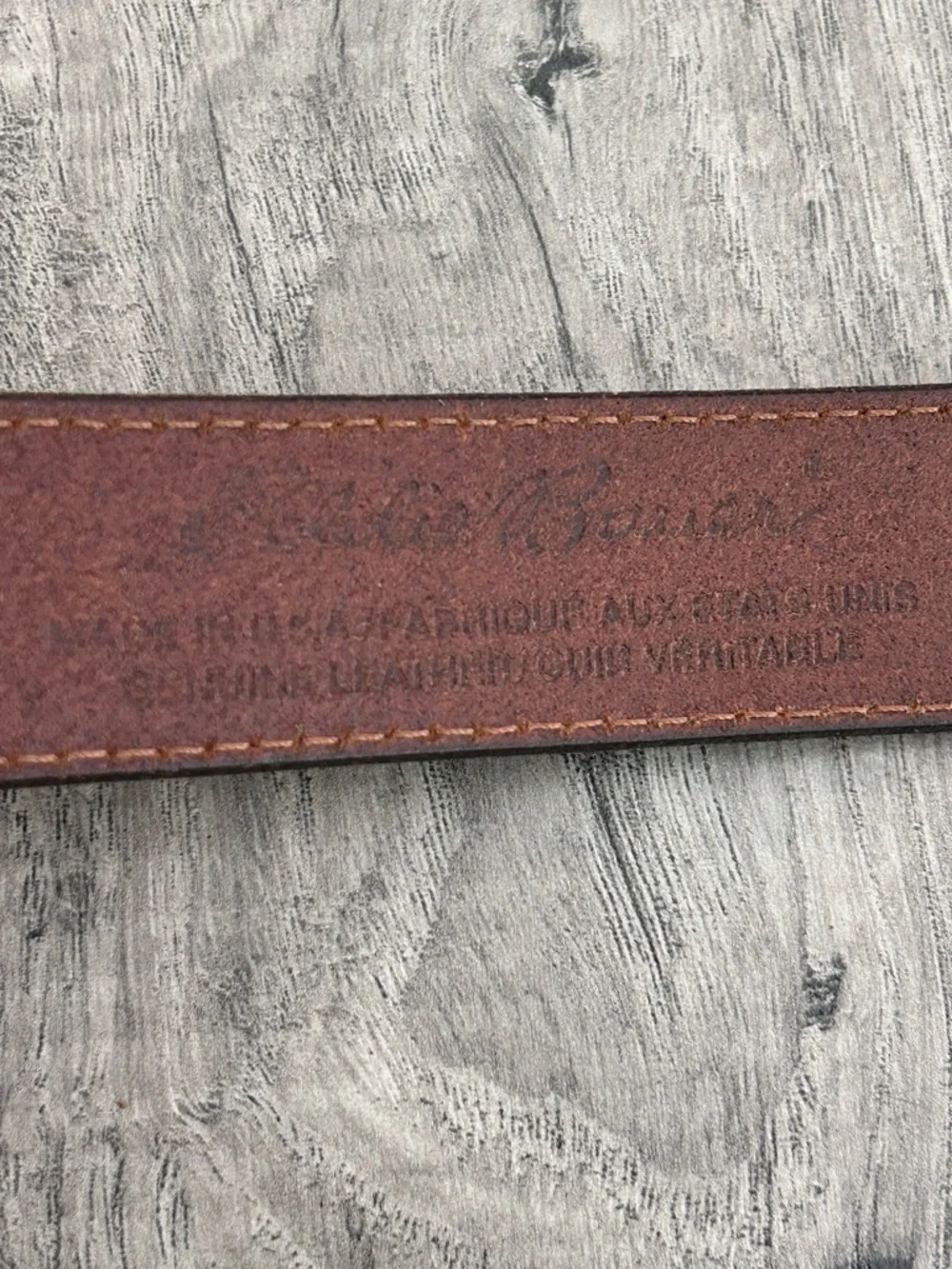 Eddie Bauer Brown Leather Belt Silver Buckle Size 40
